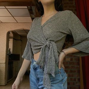 Adorable Cropped Grey Sweater NEVER WORN